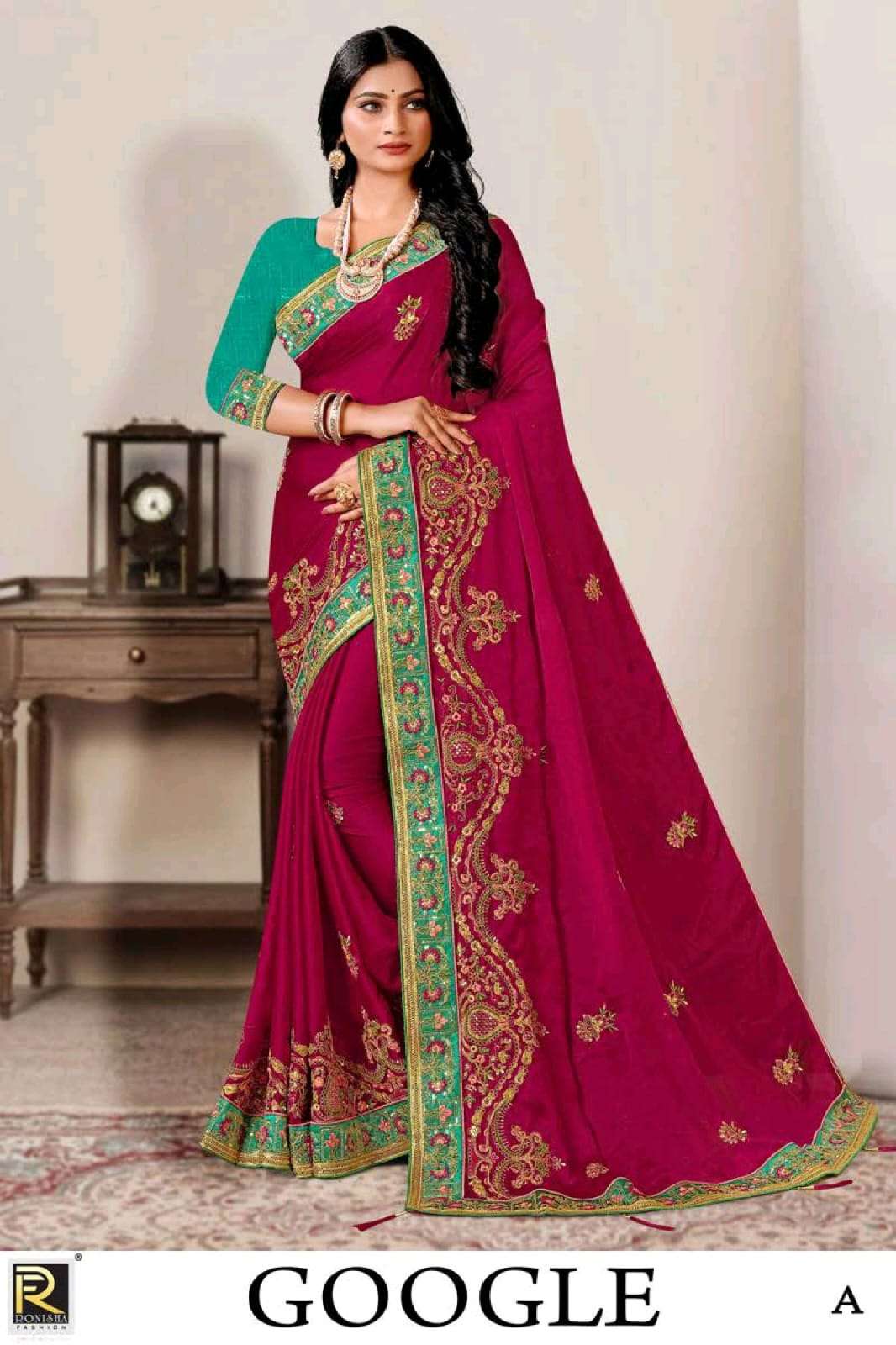 GOOGLE BY RONISHA FASHION DESIGNER SATIN SILK FANCY SAREES