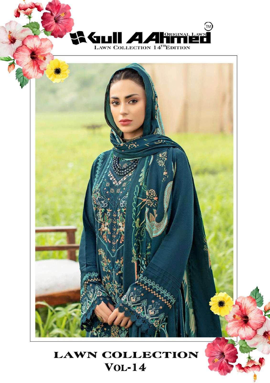 GULL AAHMAD VOL-14 BY GULL AAHMAD 131 TO 136 SERIES COTTON PRINT DRESSES