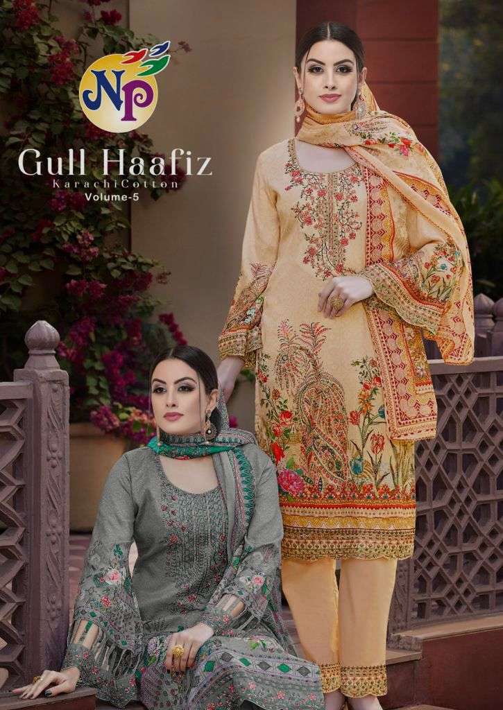 GULL HAAFIZ VOL-5 BY NAND GOPAL 5001 TO 5008 SERIES PURE COTTON PAKISTANI DRESSES