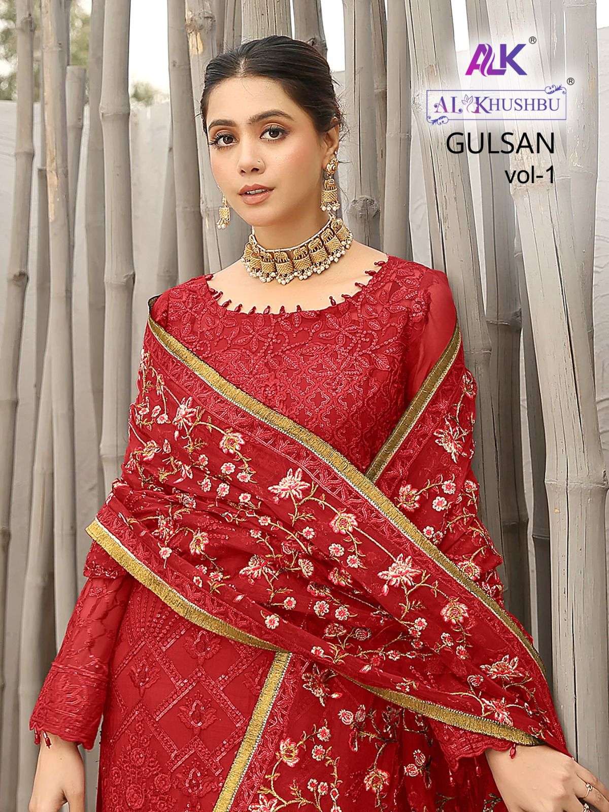 GULSAN VOL-1 BY AL KHUSHBU 4042 A TO 4042 D GEORGETTE EMBROIDERY PAKISTANI DRESS