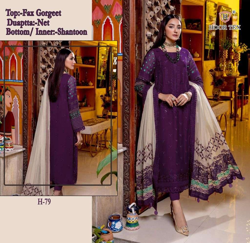 H-79 HIT DESIGN BY HOOR TEX FAUX GEORGETTE WORK DRESSES