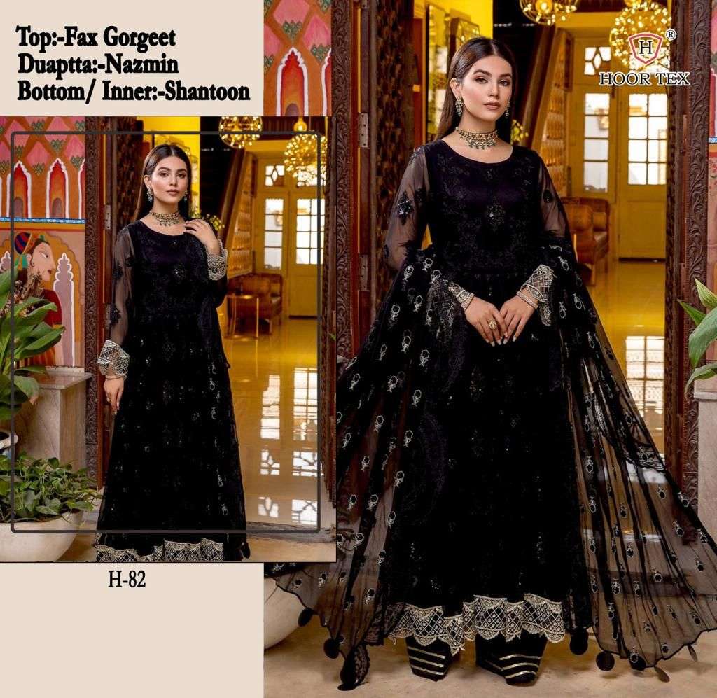 H-82 HIT DESIGN BY HOOR TEX  FAUX GEORGETTE WORK DRESSES