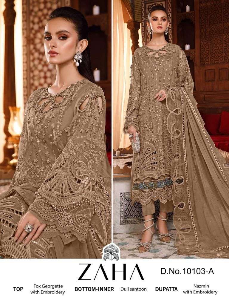 HABEEBA VOL-1 BY ZAHA 10103-A TO 10103-D SERIES GEORGETTE PAKISTANI DRESSES