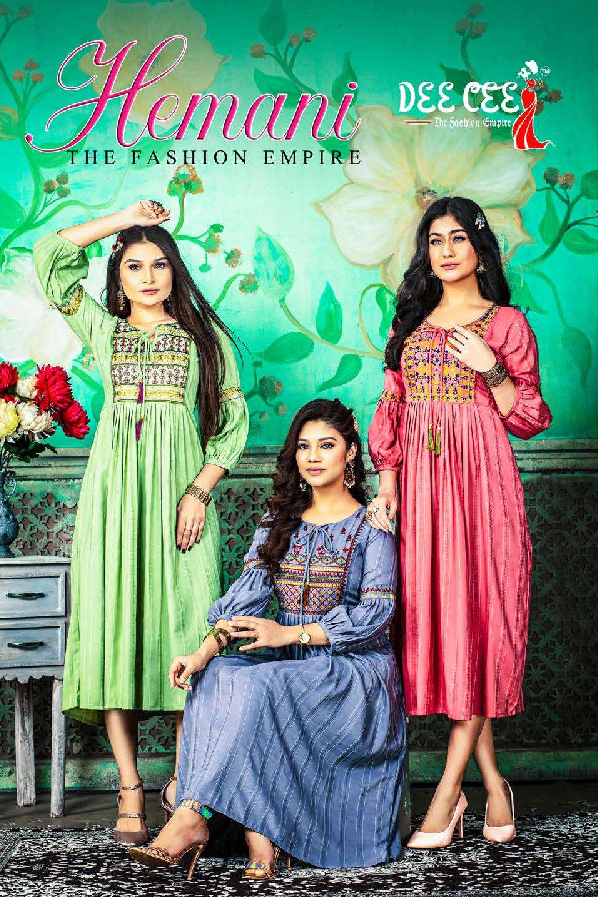 HEMANI BY DEE CEE 1001 TO 1006 SERIES DESIGNER ZARI LINE DOBBY KURTIS