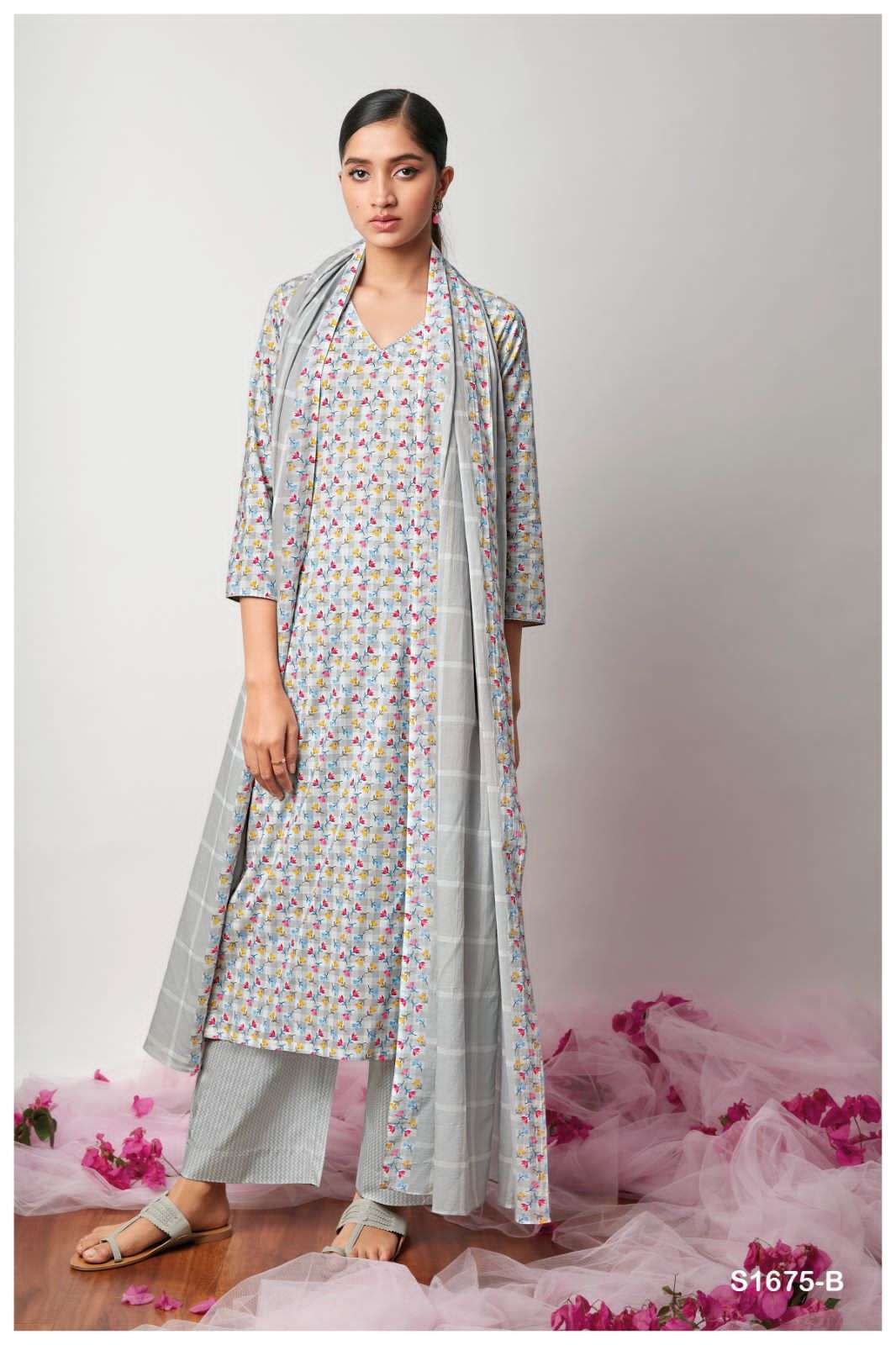 HIRAL BY GANGA FASHIONS 1675-A TO 1675-D SERIES COTTON PRINTED DRESSES