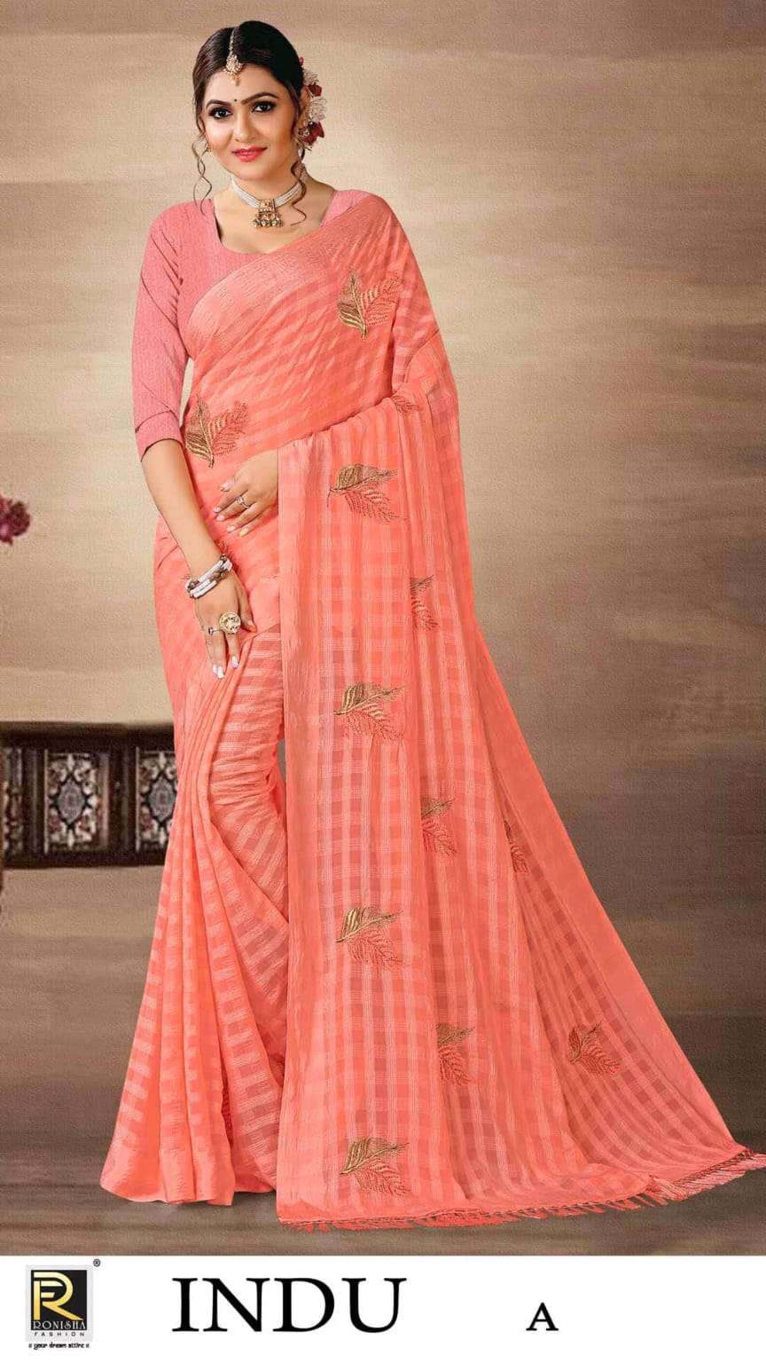 INDU BY RONISHA FASHION DESIGNER GEORGETTE FANCY SAREES