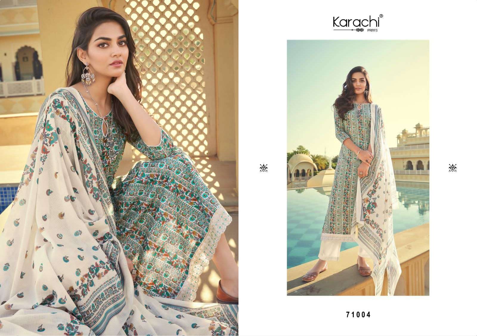 IVORY BY KARACHI PRINTS 710001 TO 710006 SERIES PURE LAWN COTTON EMBROIDERY DRESSES