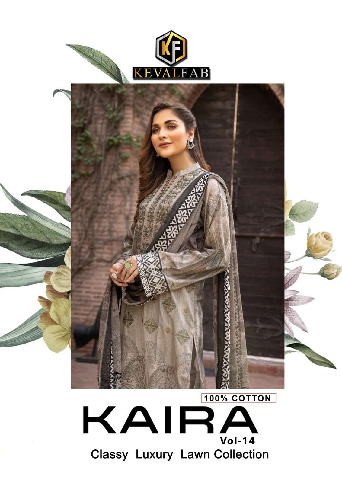 KAIRA VOL-14 BY KEVAL FAB 1401 TO 1406 SERIES PURE LAWN COTTON PRINT DRESSES