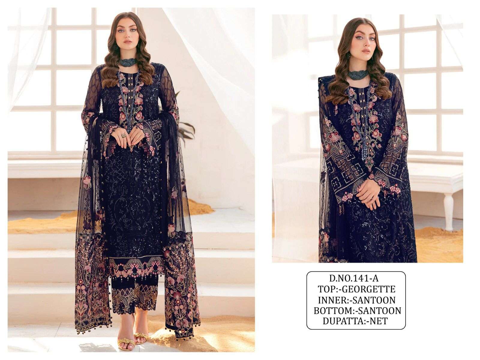 KF-141 COLOURS BY ASLIWHOLESALE 141-A TO 141-F SERIES GEORGETTE DRESSES