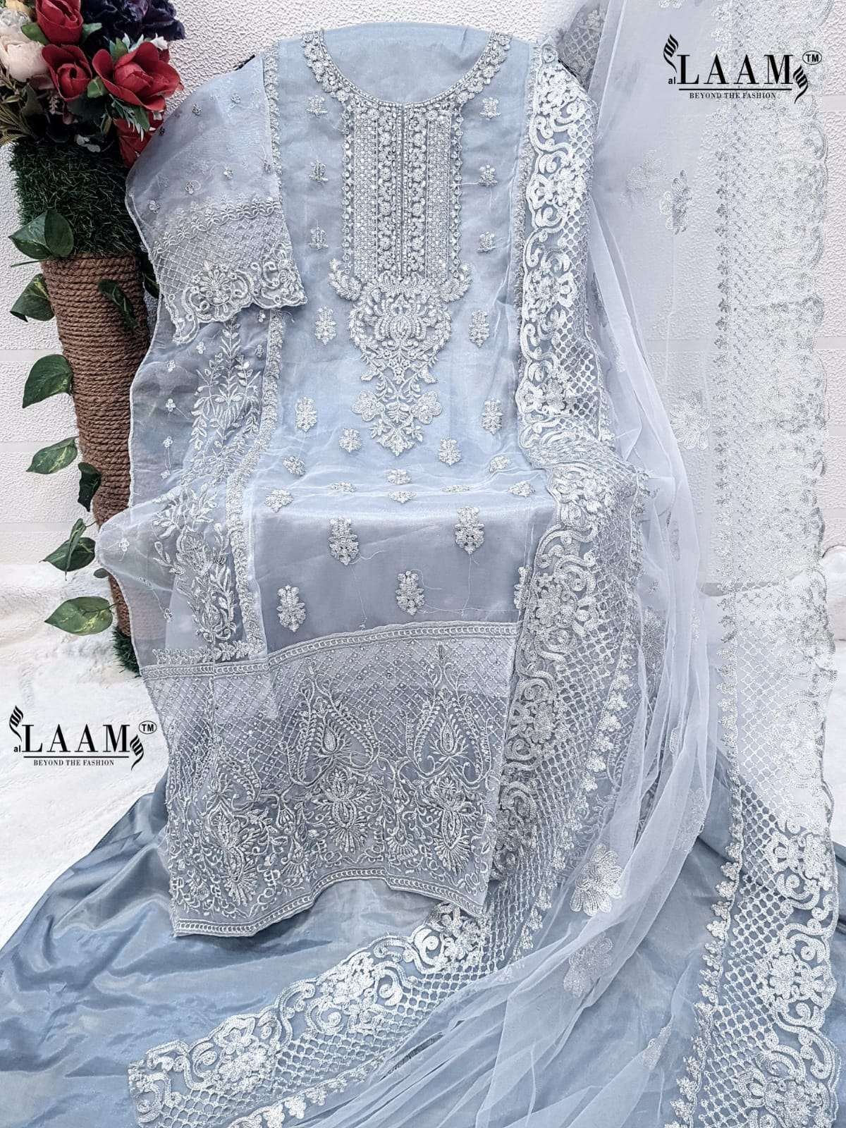 L-3103 HIT DESIGN BY AL LAAM ORGANZA EMBROIDERY PAKISTANI DRESS