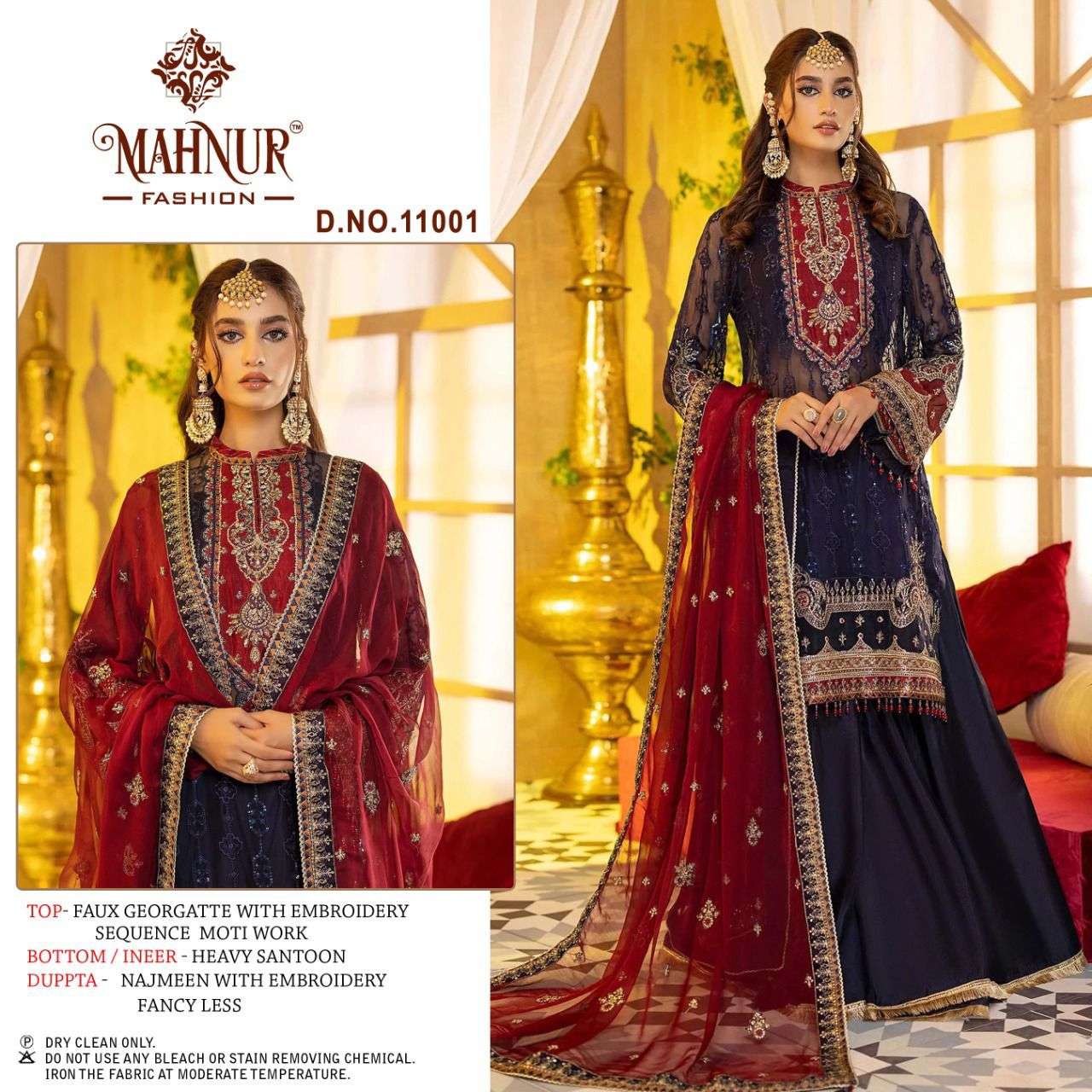 M-11001 HIT DESIGN BY MAHNUR FASHION FAUX GEORGETTE STITCHED DRESSES