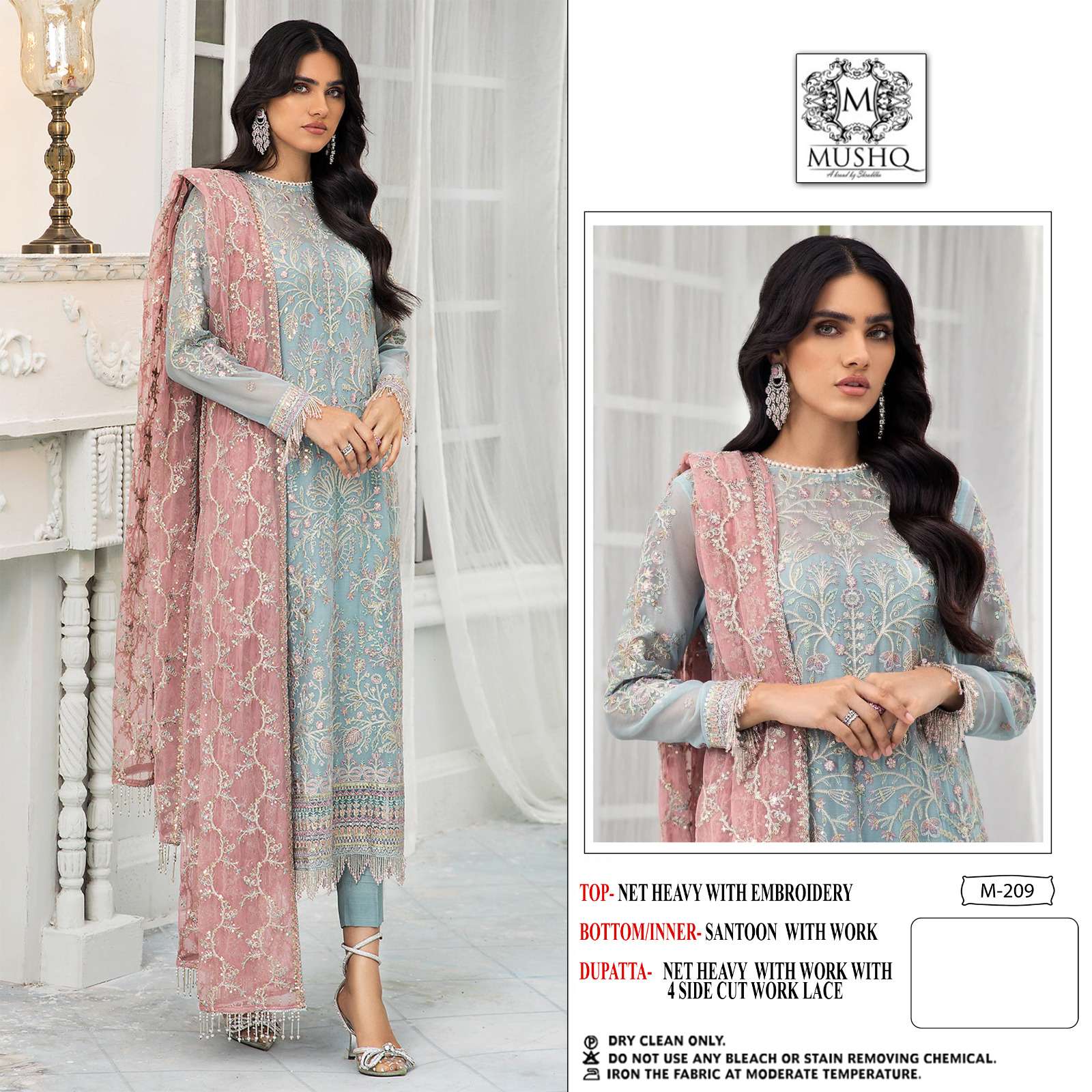 M-209 HIT DESIGN BY MUSHQ FAUX GEORGETTE EMBROIDERY PAKISTANI DRESS