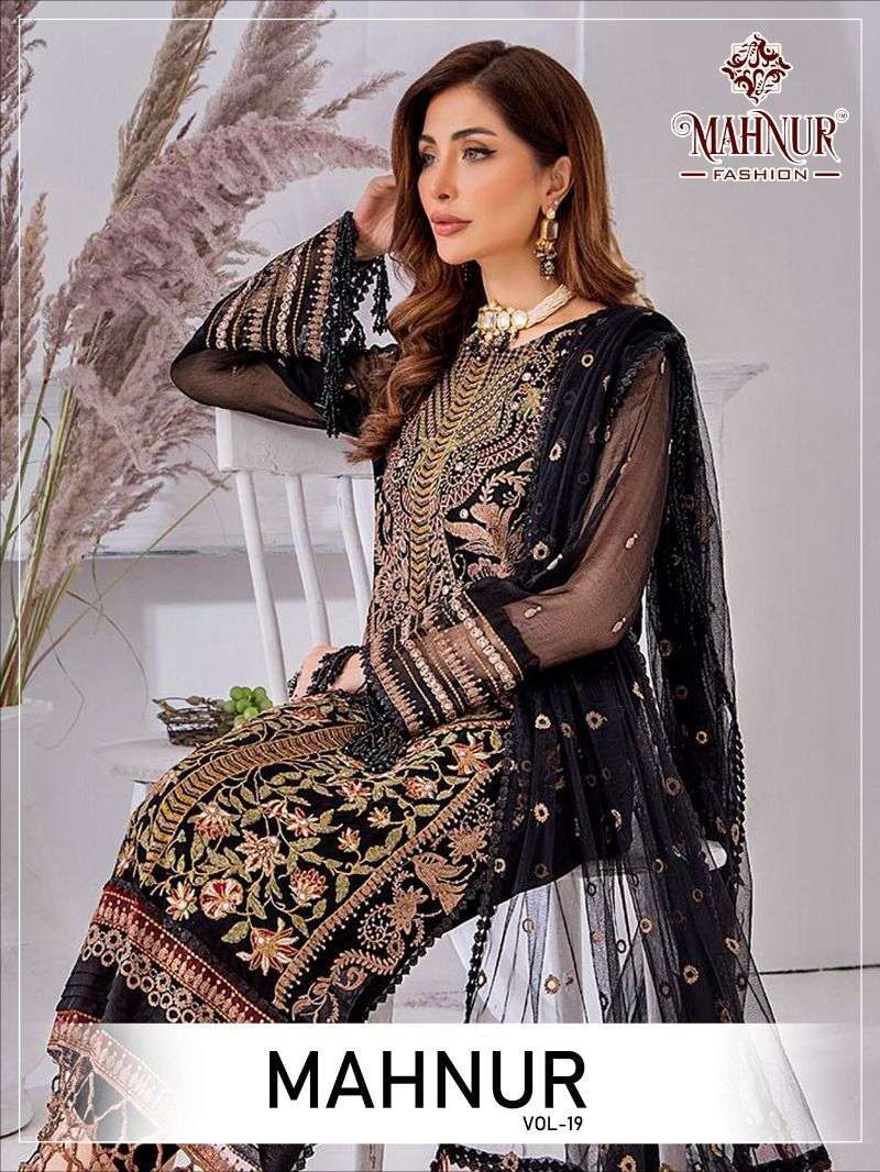 MAHNUR VOL-19 BY MAHNUR FASHION 19001 TO 19003 SERIES GEORGETTE PAKISTANI DRESSES