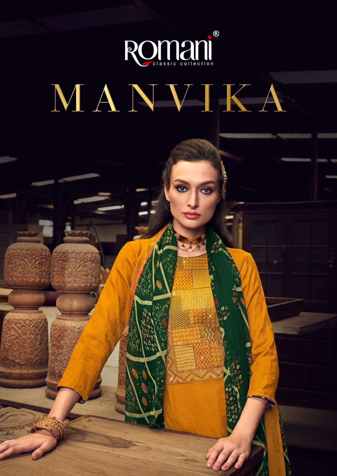 MANVIKA  BY ROMANI 1065-001 TO 1065-010 SERIES COTTON EMBROIDERY DRESSES