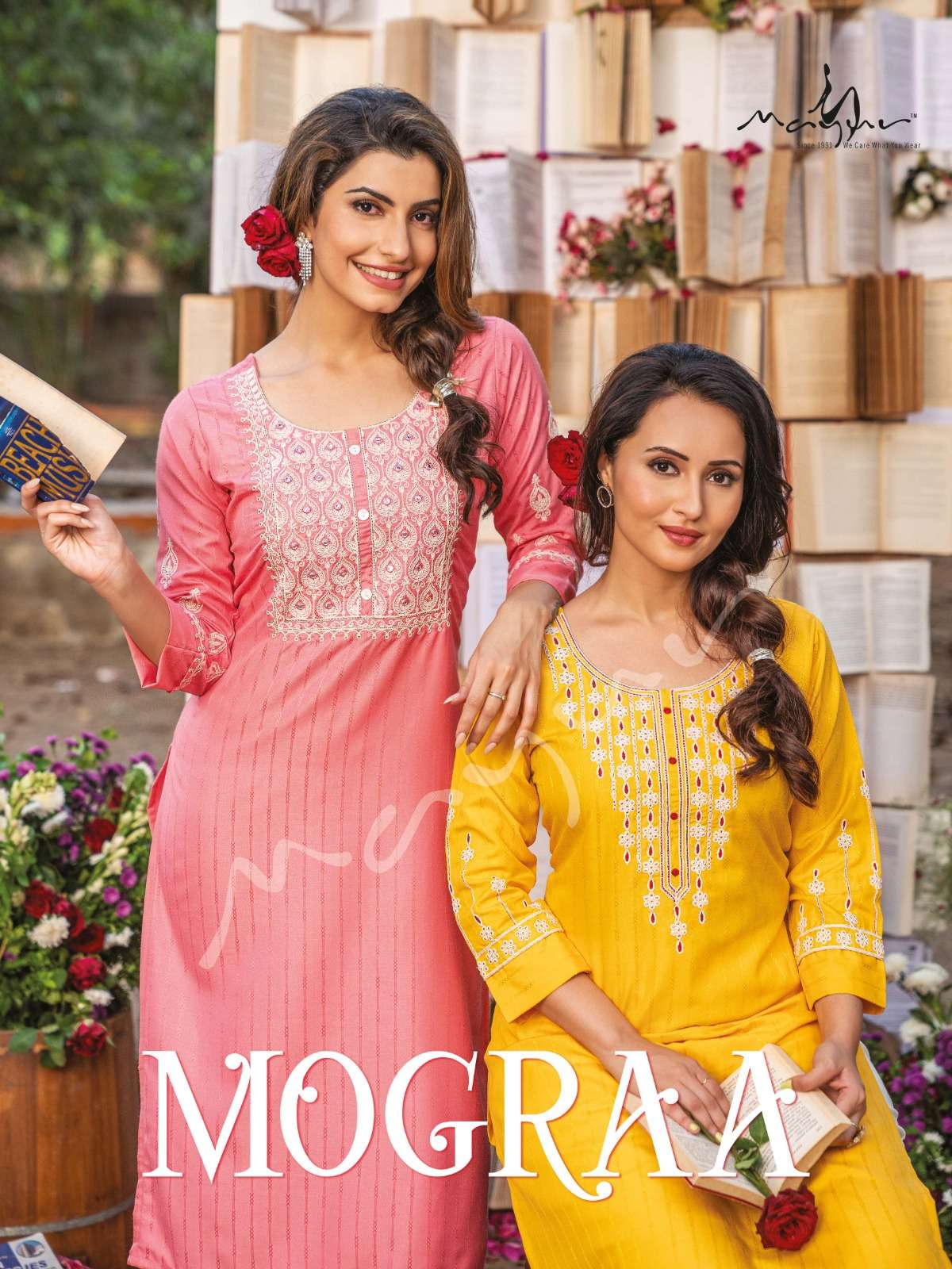 MOGRAA BY MAYUR 101 TO 108 SERIES RAYON EMBROIDERY STICHED KURTIS