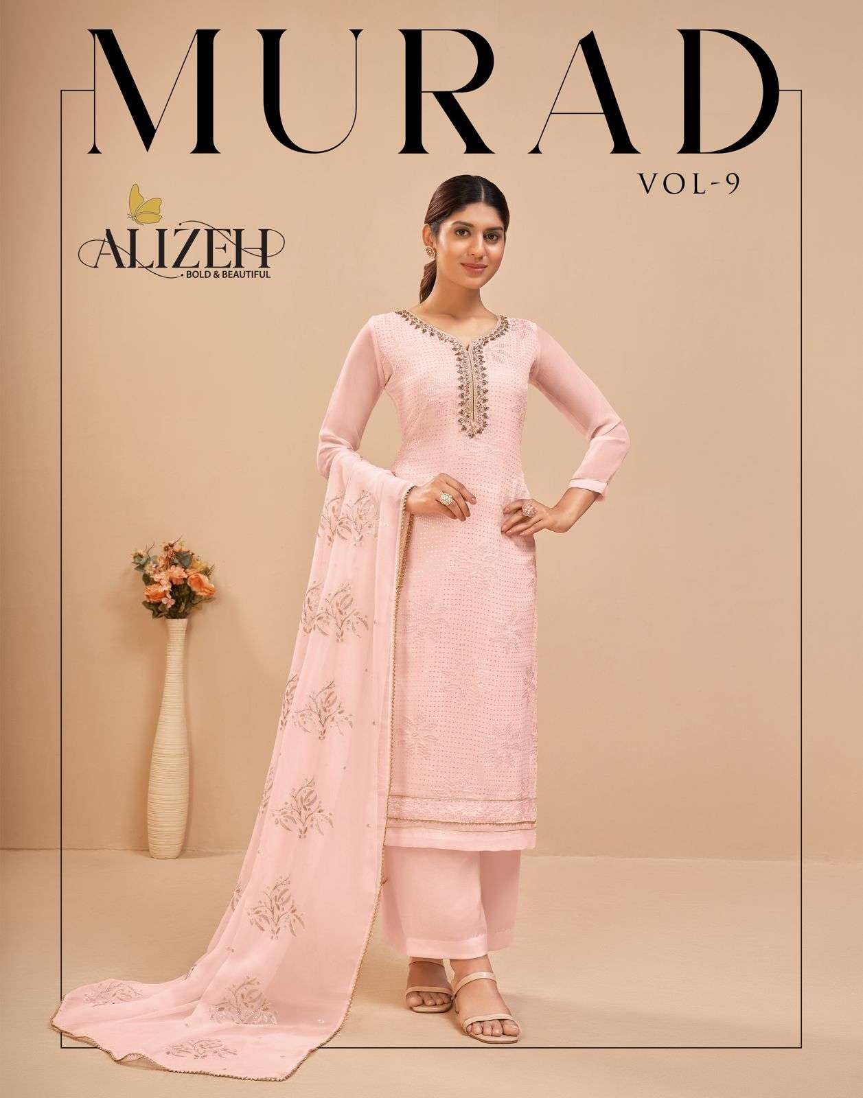 MURAD VOL-9 BY ALIZEH 2045-A TO 2046-D SERIES GEORGETTE EMBROIDERY SHARARA DRESSES