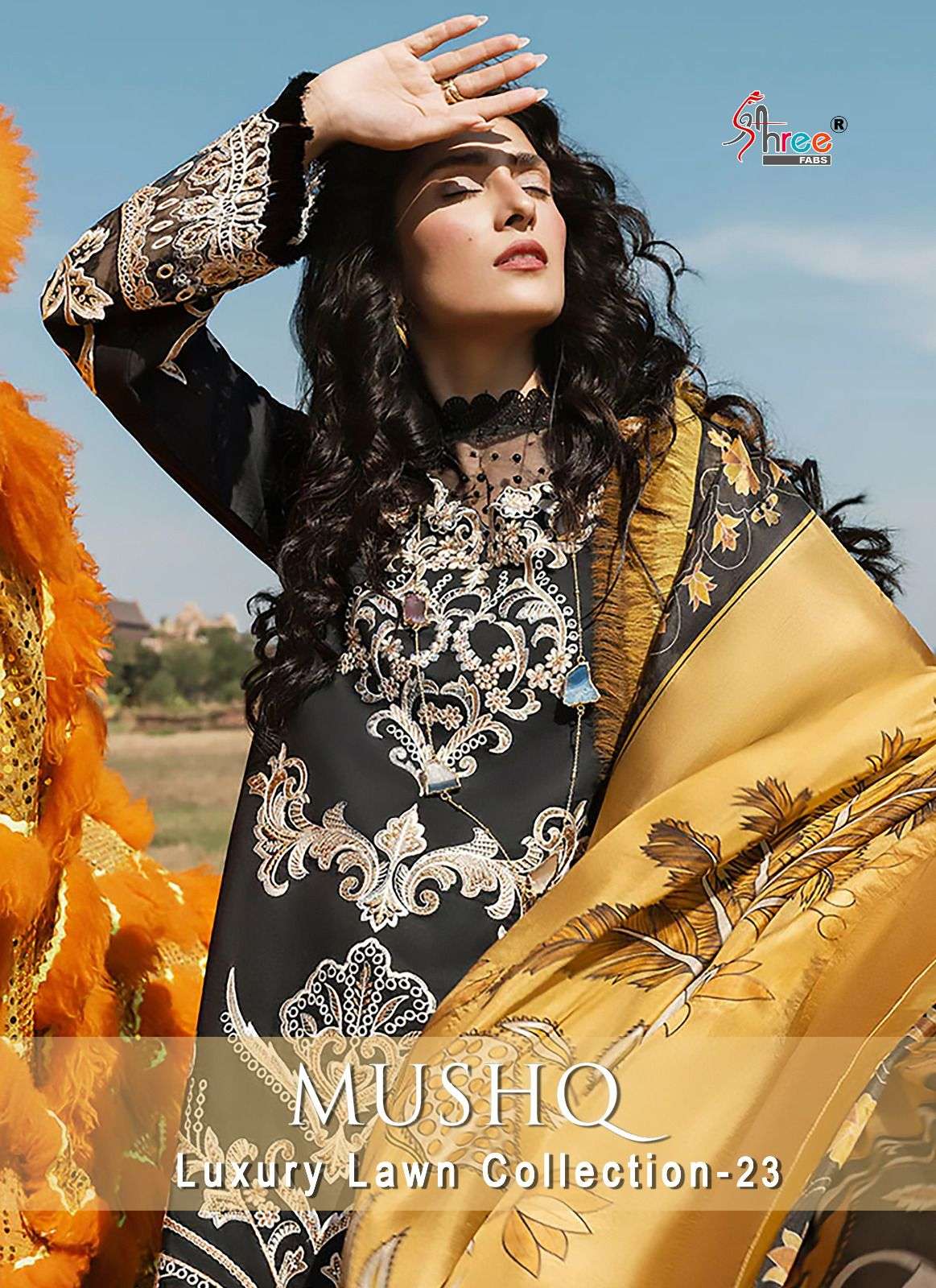 MUSHQ LUXURY LAWN COLLECTION 23 BY SHREE FABS 2590 TO 2596 SERIES COTTON PAKISTANI DRESSES