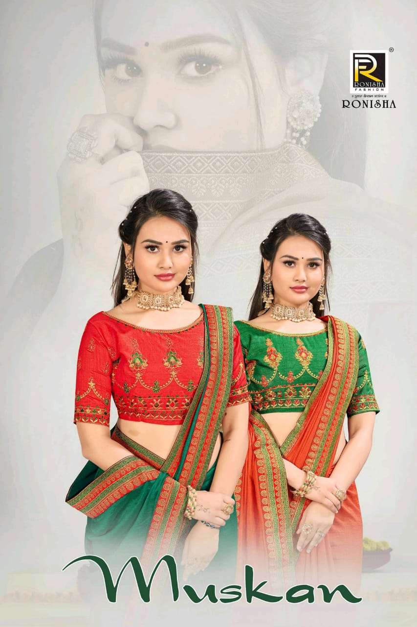 MUSKAN BY RONISHA FASHION DESIGNER  FANCY BORDER SAREES