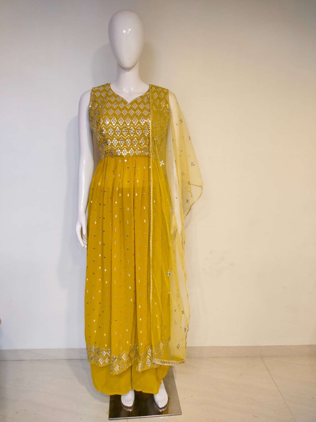 NYRA CUT BY ASLIWHOLESALE DESIGNER GEORGETTE STITCHED SHARARA DRESSES