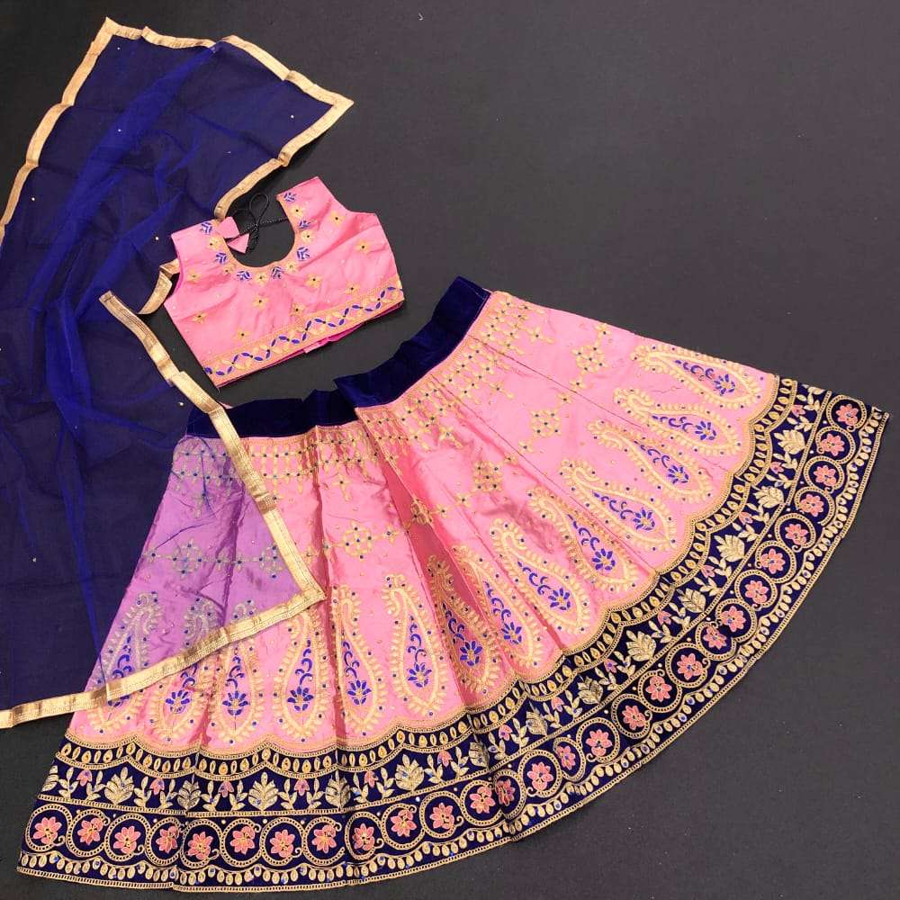 PATTU VOL-10 BY ASLIWHOLESALE SATIN STICHED KIDS LEHENGAS