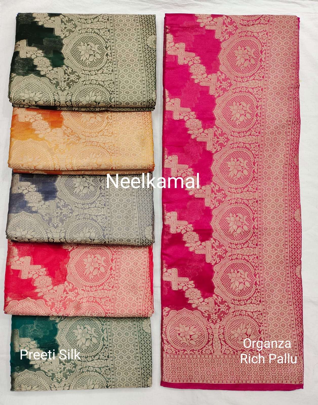 PREETI SILK BY NEELKAMAL SAREES LATEST INDIAN DESIGNER ORGANZA SAREES