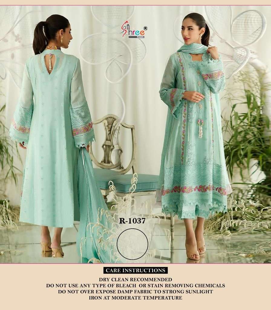 R-1037 HIT DESIGN BY SHREE FABS ORGANZA EMBROIDERY STITCHED PAKISTANI DRESSES