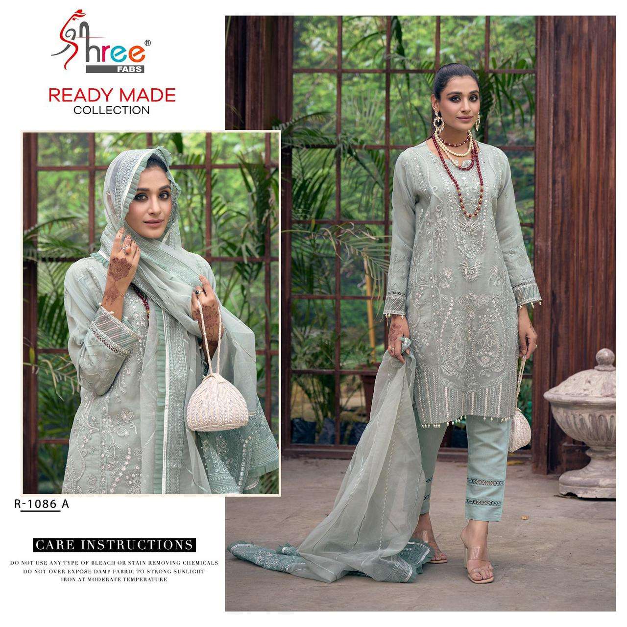 R-1086 COLOURS BY SHREE FABS ORGANZA EMBROIDERY STITCHED PAKISTANI DRESSES