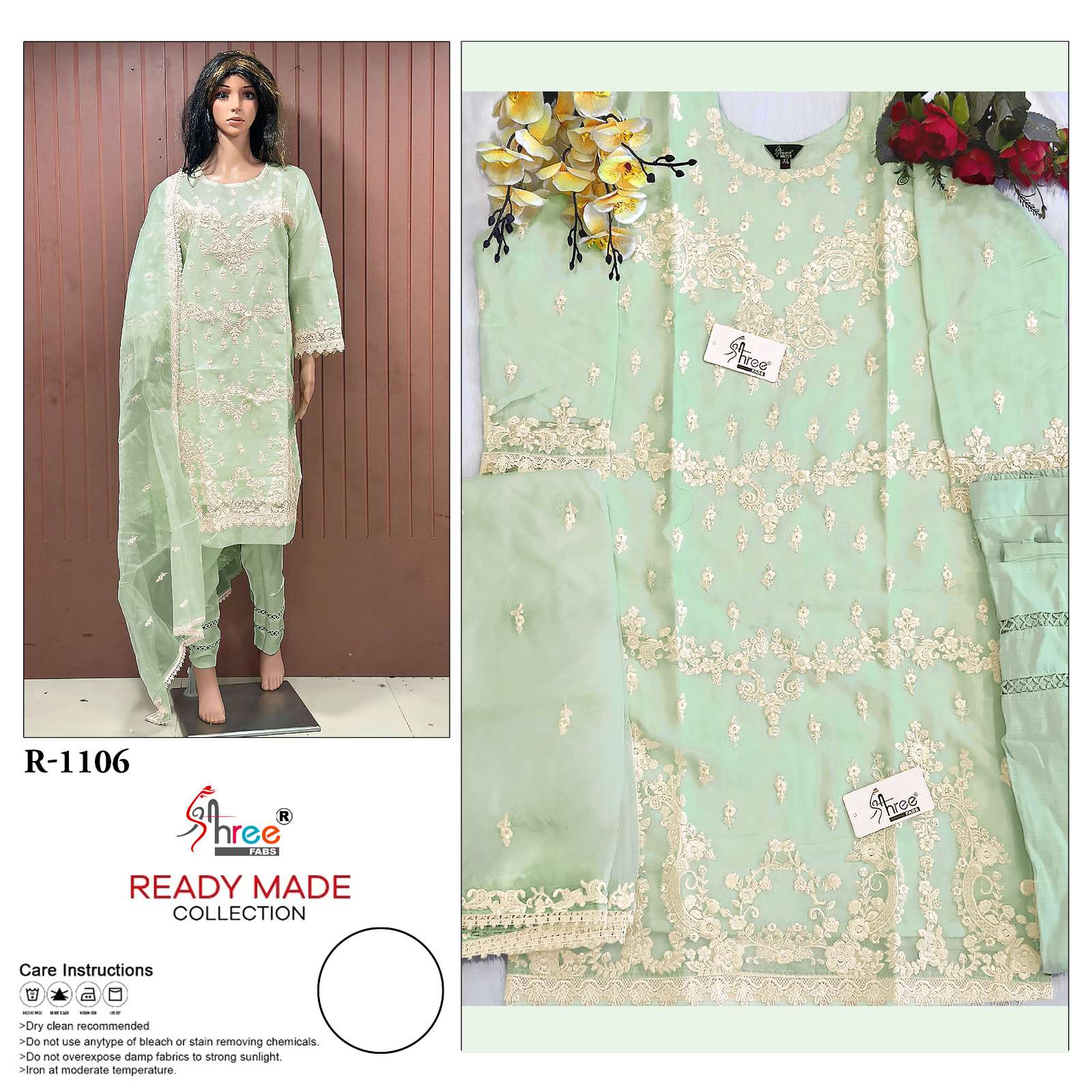 R-1106 COLOURS BY SHREE FABS ORGANZA EMBROIDERY STITCHED PAKISTANI DRESSES