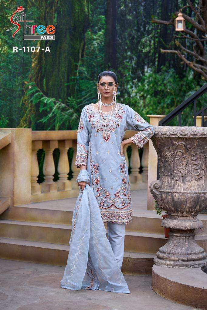 R-1107 COLOURS BY SHREE FABS ORGANZA EMBROIDERY STITCHED PAKISTANI DRESSES