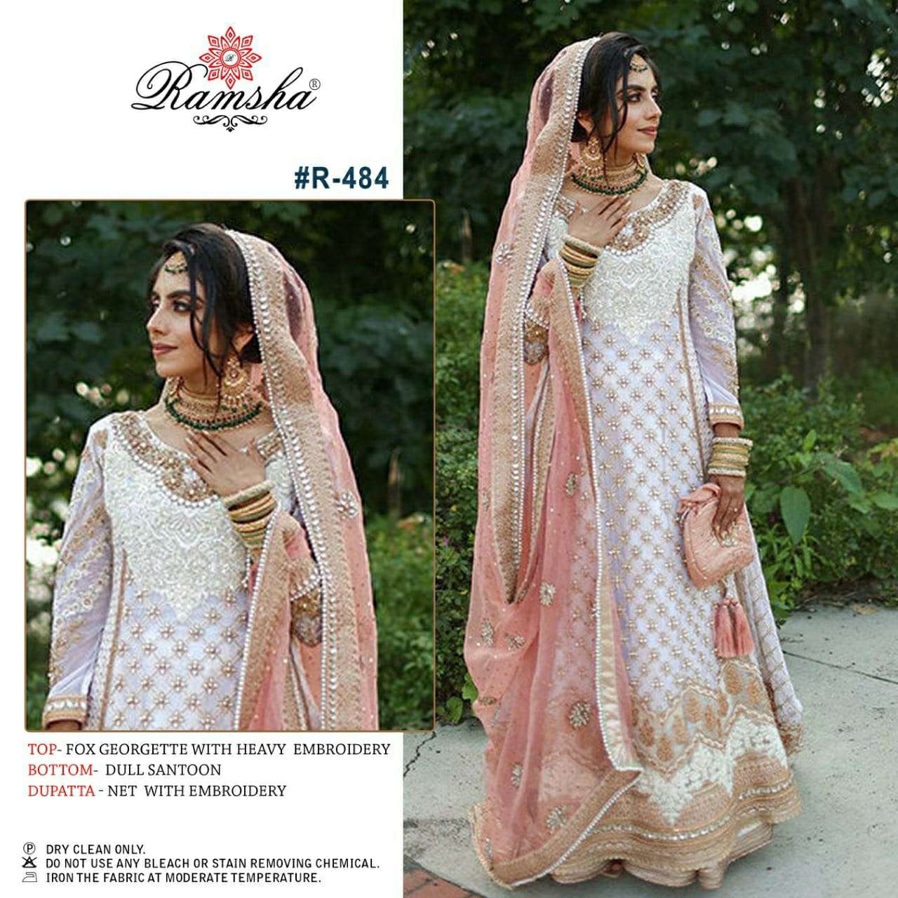 R-484 HIT DESIGN BY RAMSHA HEAVY GEORGETTE WORK PAKISTANI DRESSES