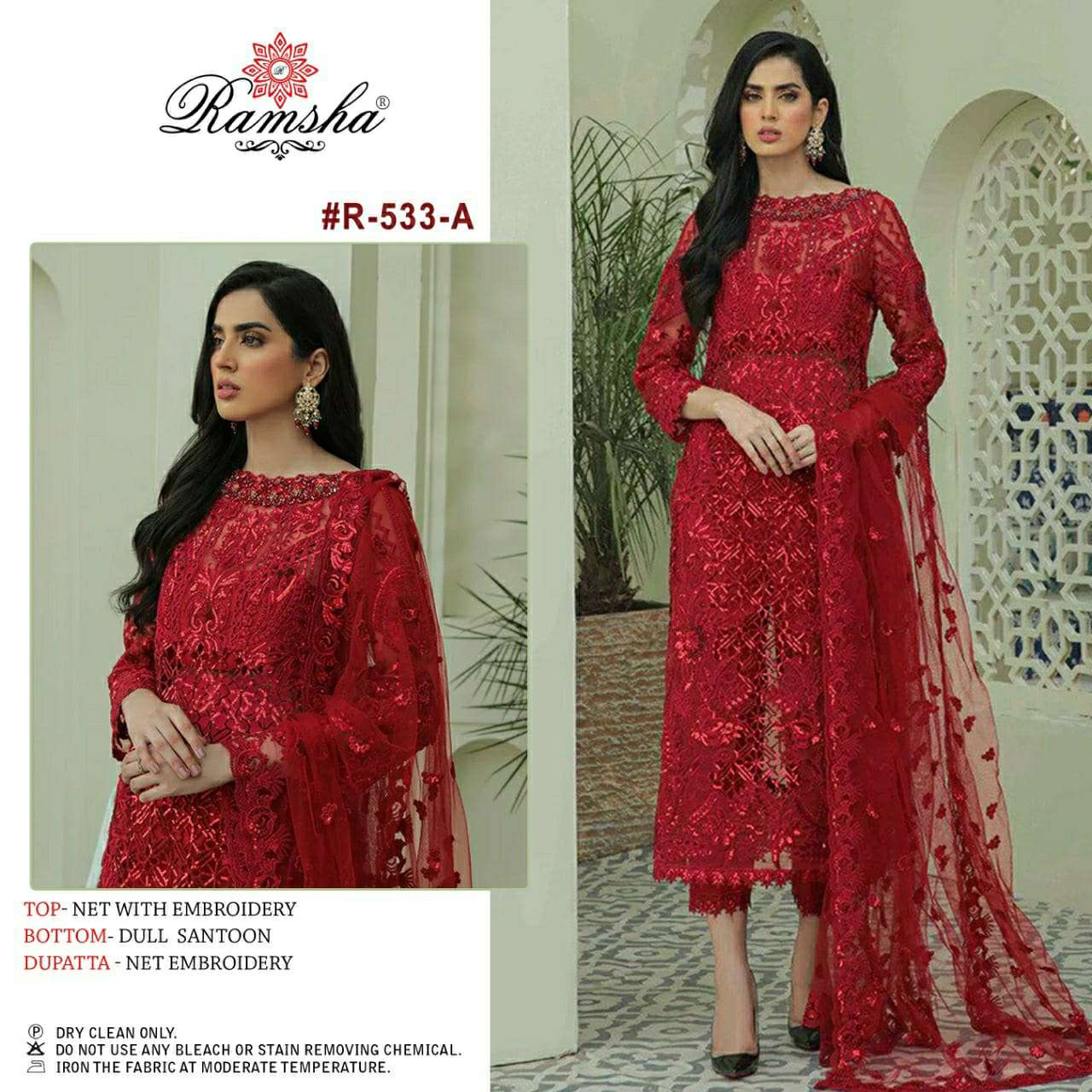 R-533 COLOURS BY RAMSHA GEORGETTE EMBROIDERY PAKISTANI DRESS