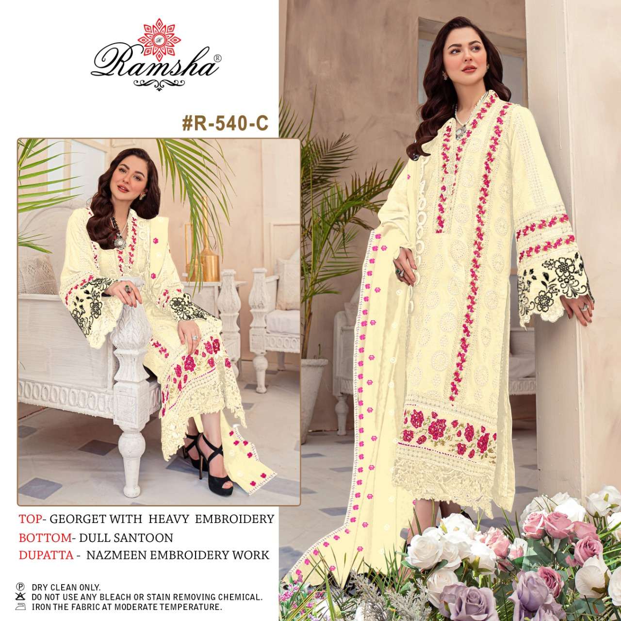 R-540 COLOURS  BY RAMSHA GEORGETTE EMBROIDERY PAKISTANI DRESSES