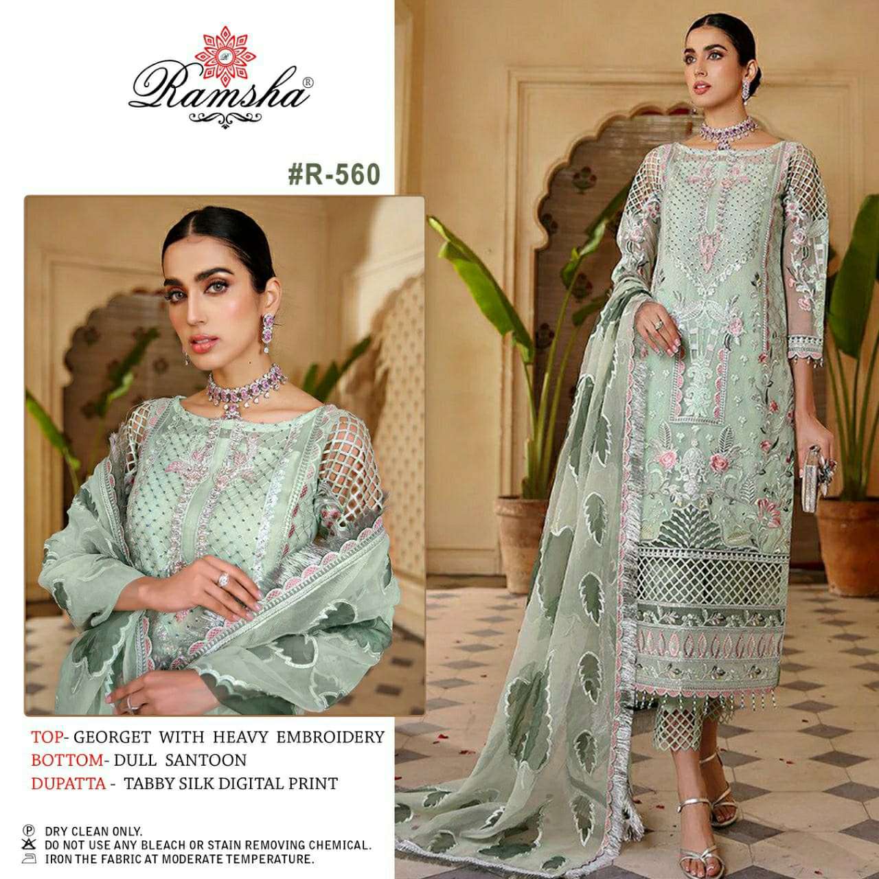 R-560 HIT DESIGN BY RAMSHA GEORGETTE WORK PAKISTANI DRESSES