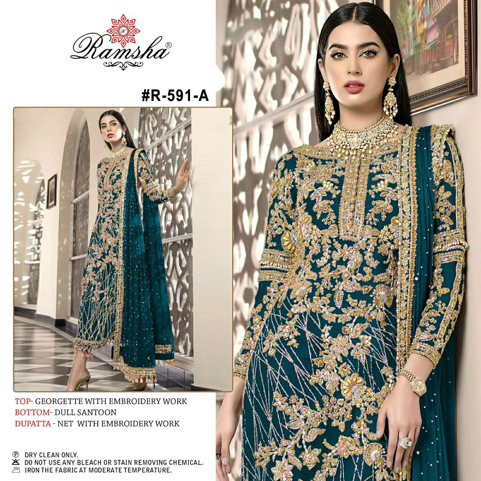 R-591 COLOURS  BY RAMSHA GEORGETTE EMBROIDERY PAKISTANI DRESSES