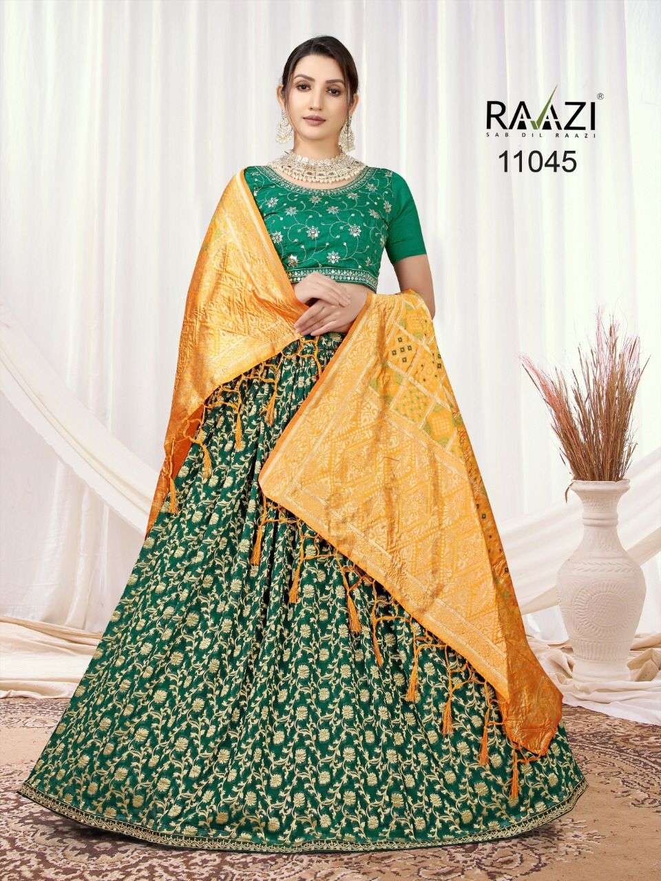 RAAZI 11045 TO 11058 SERIES BY RAAZI PURE VISCOSE JACQUARD LEHENGAS