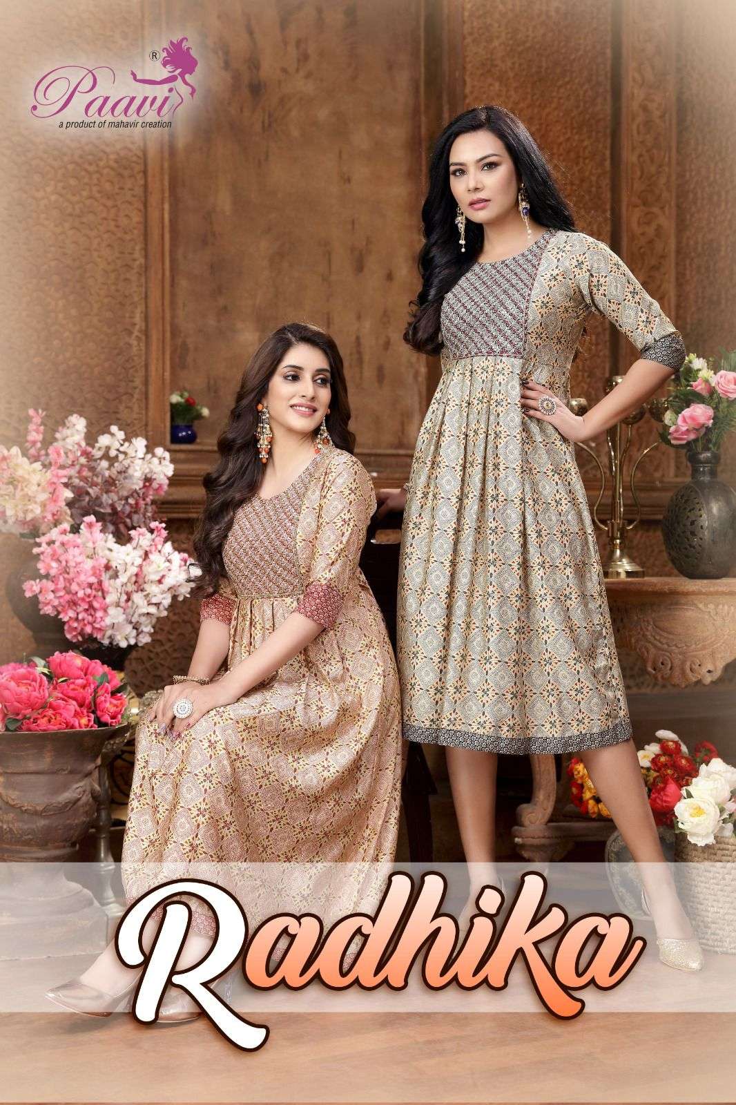 RADHIKA  BY PAAVI 1001 TO 1008 SERIES RAYON PRINT KURTIS