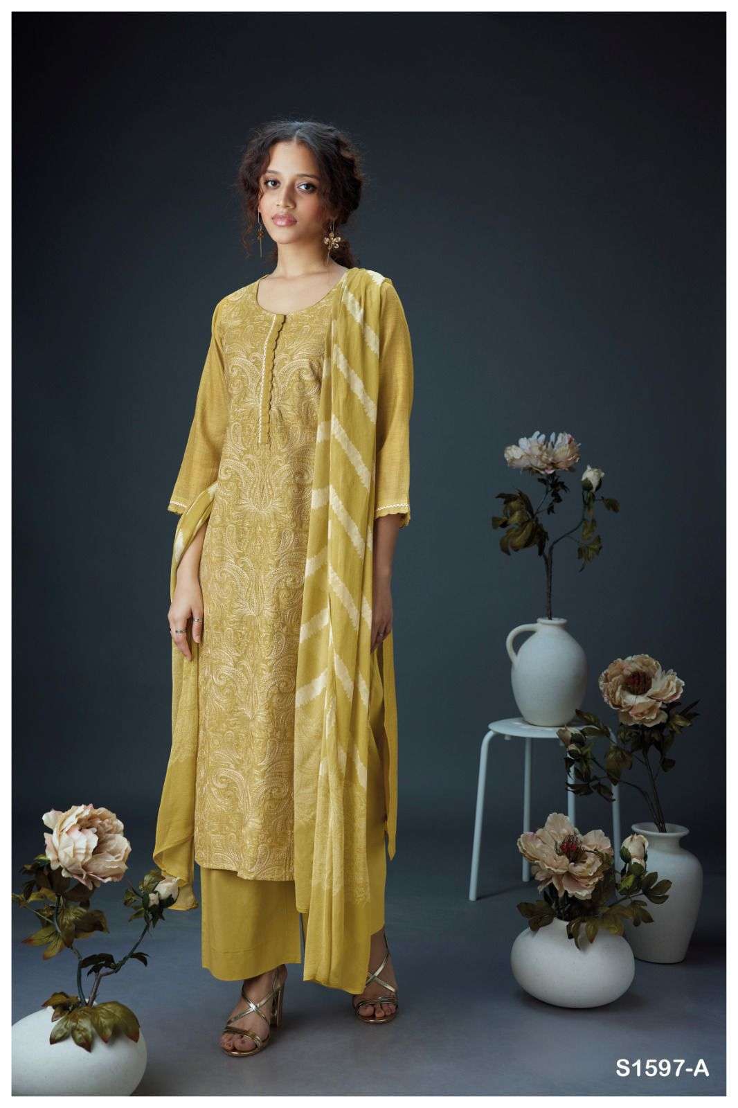 RIDHI BY GANGA FASHIONS 1597-A TO 15897-D SERIES COTTON PRINTED DRESSES