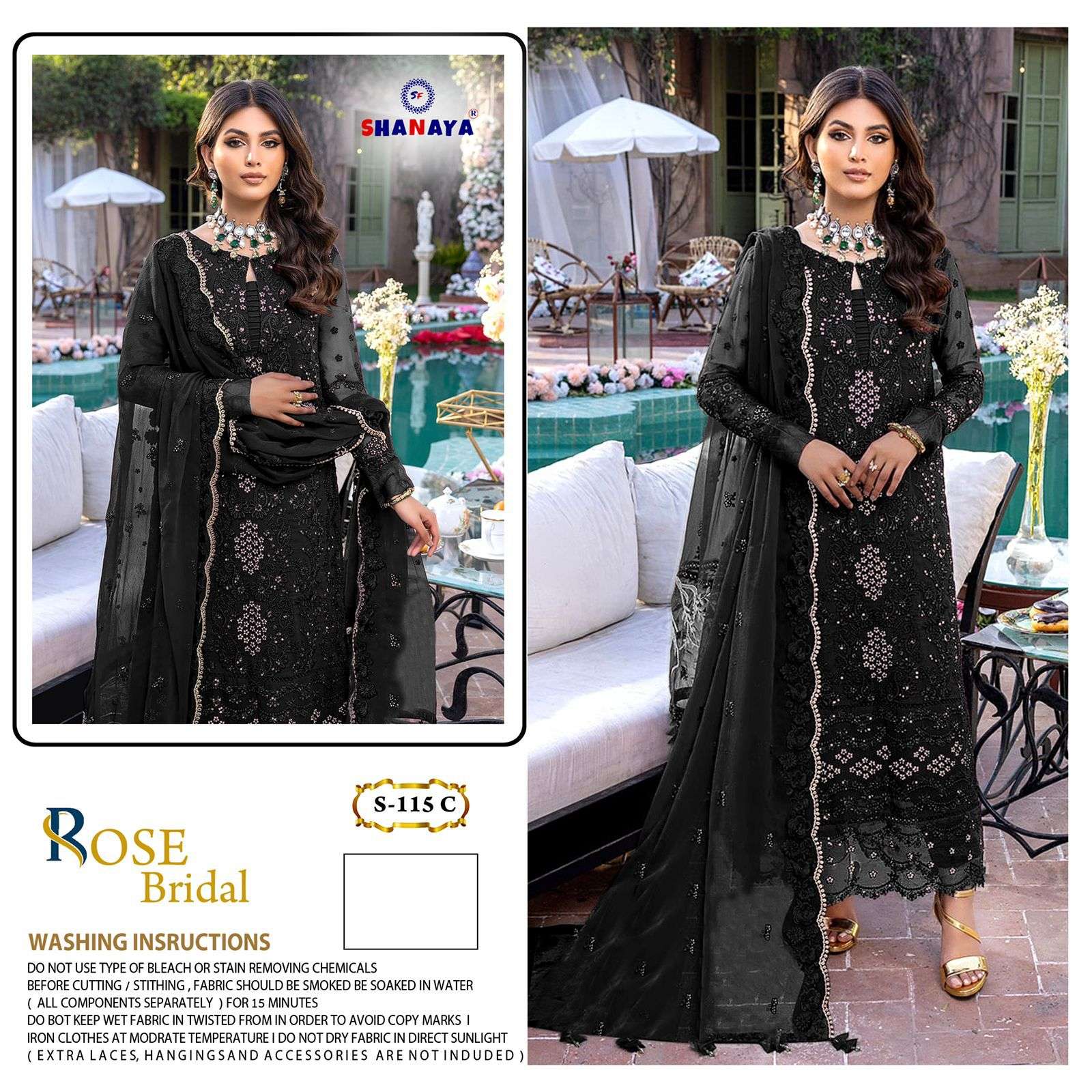 ROSE BRIDAL S-115 C BY SHANAYA FASHION NET EMBROIDERY PAKISTANI DRESS