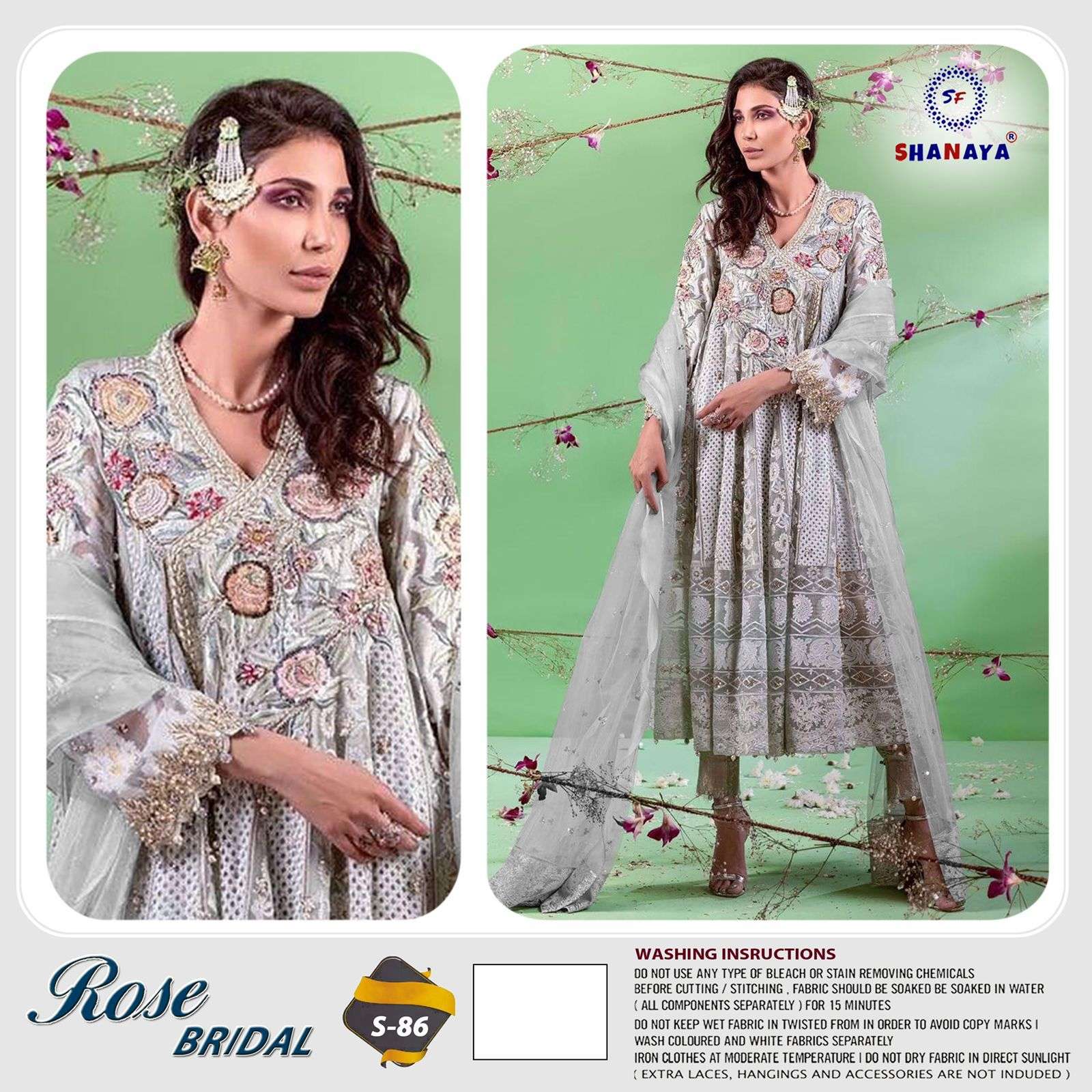 ROSE BRIDAL S-86 BY SHANAYA FASHION NET EMBROIDERY PAKISTANI DRESS