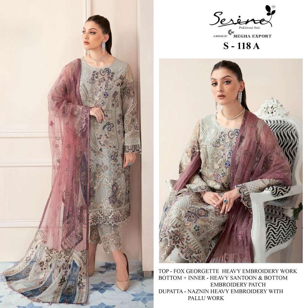 S-118 A HIT DESIGN BY SERENE FAUX GEORGETTE EMBRODERY PAKISTANI DRESS