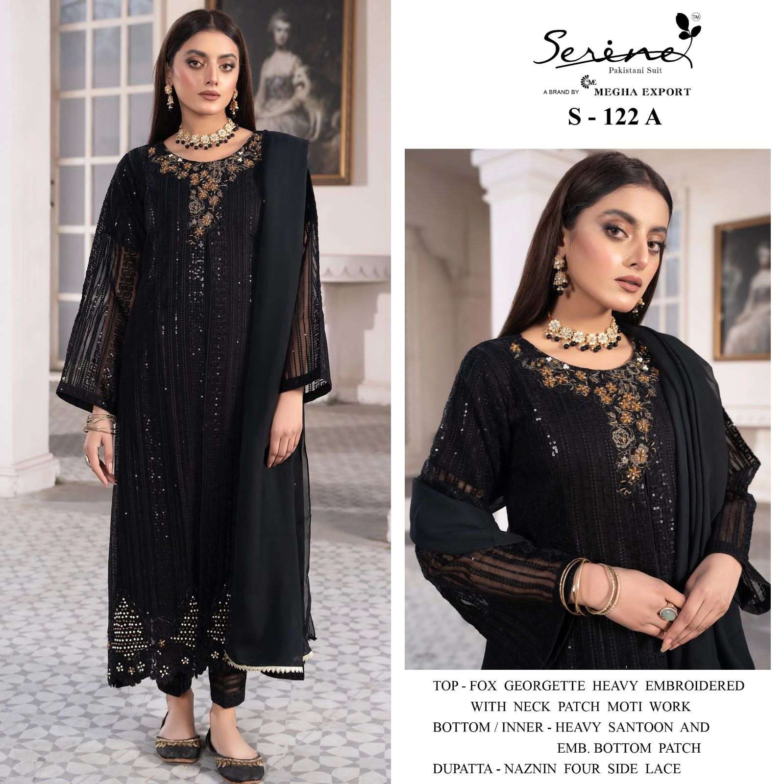 S-122 COLOURS BY SERENE S-122-A TO S-122-D FAUX GEORGETTE EMBRODERY PAKISTANI DRESS