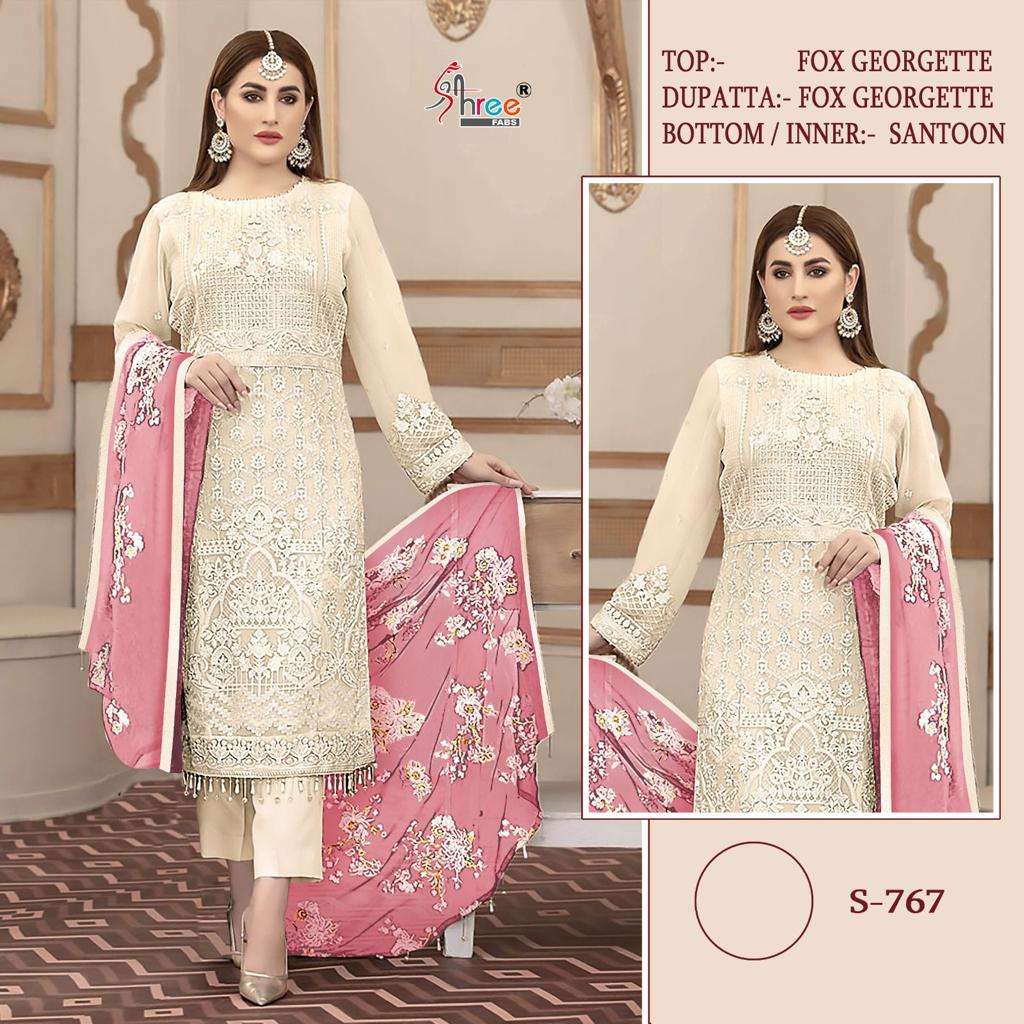 S-767 COLOURS BY SHREE FABS GEORGETTE EMBROIDERY PAKISTANI DRESSES