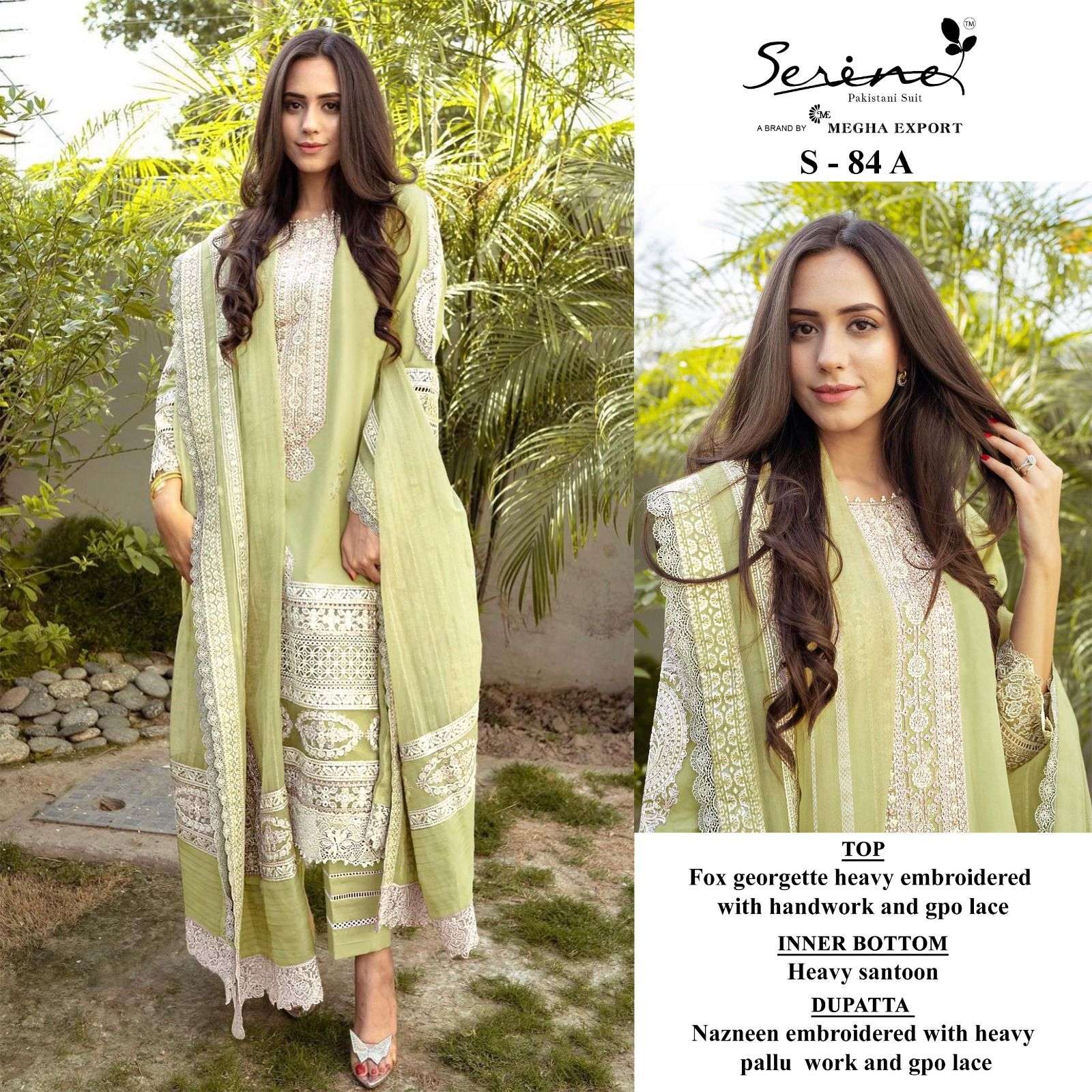 S-84 COLOURS BY SERENE S-84-A TO S-84-D FAUX GEORGETTE EMBRODERY PAKISTANI DRESS