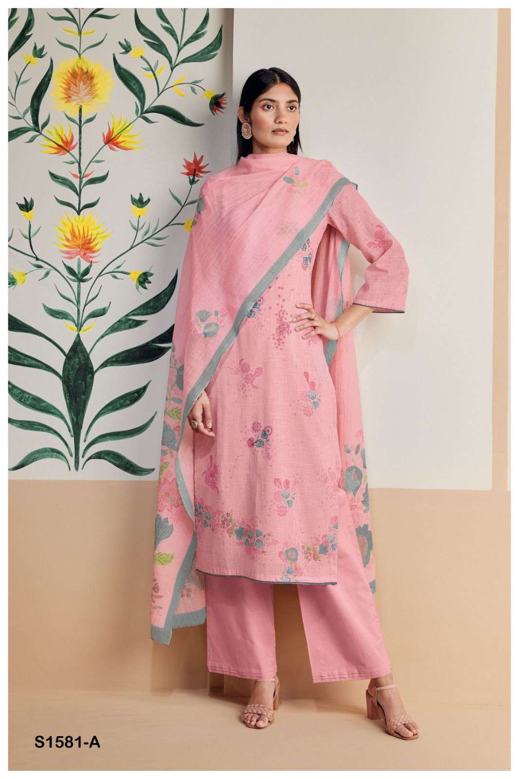 SADHNA BY GANGA FASHIONS 1581-A TO 1581-D SERIES COTTON PRINTED DRESSES