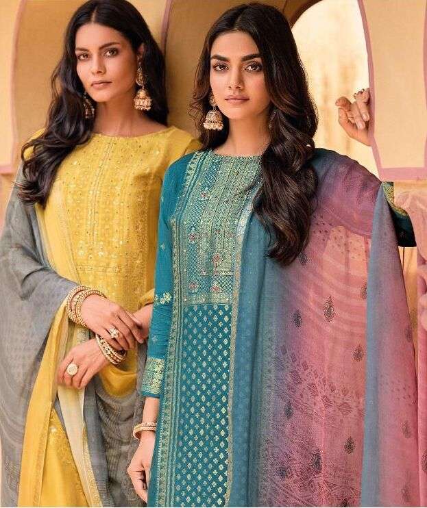 SHIDDAT BY RAAZI 10001 TO 10008 SERIES PURE SILK JACQUARD DRESSES