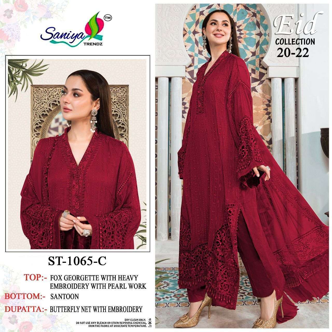 ST-1065-C HIT DESIGN BY SANIYA TRENDZ GEORGETTE EMBROIDERY PAKISTANI DRESS