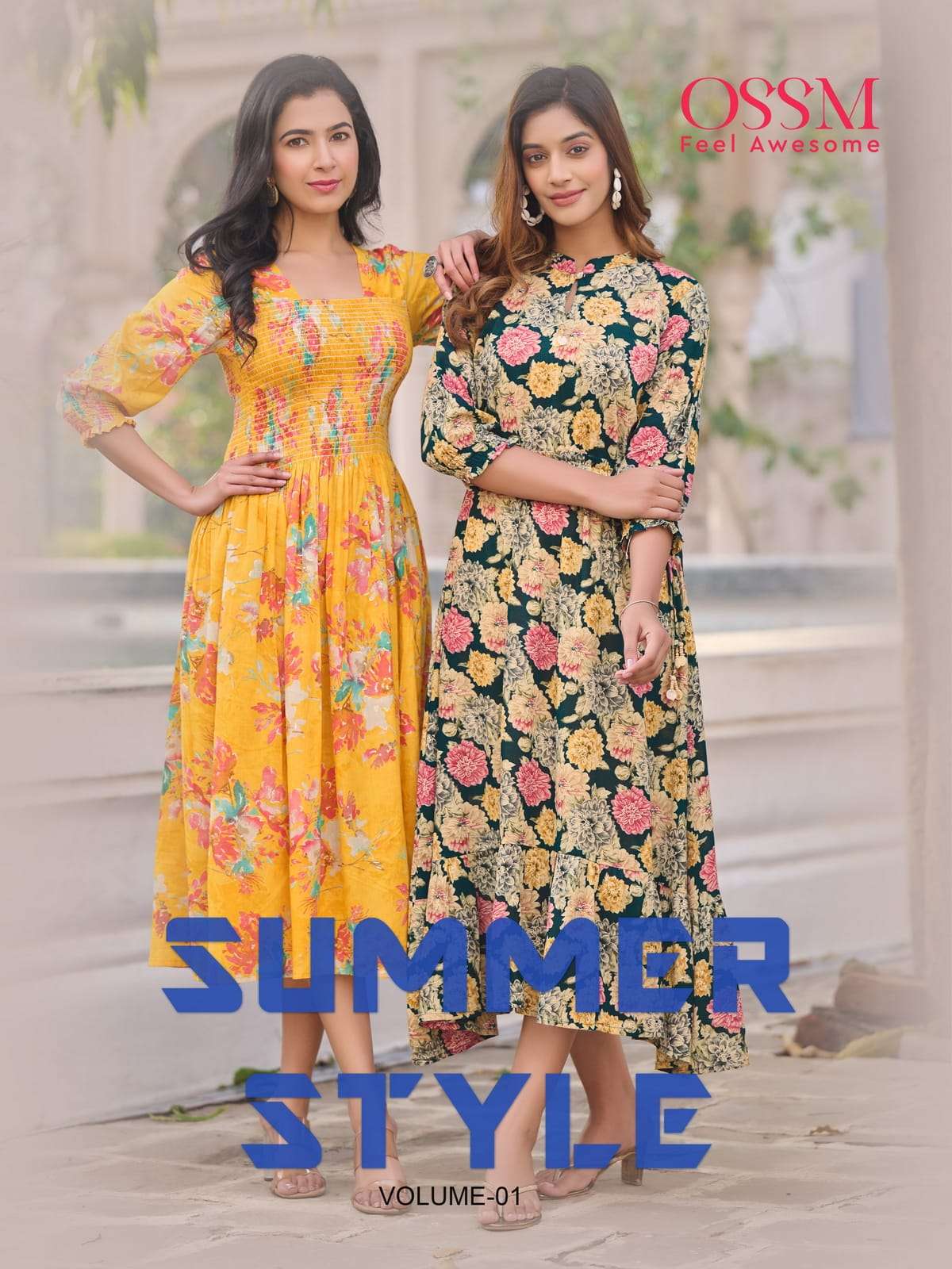 SUMMER STYLE BY OSSM COTTON PRINT STITCHED EMBROIDERY KURTIS