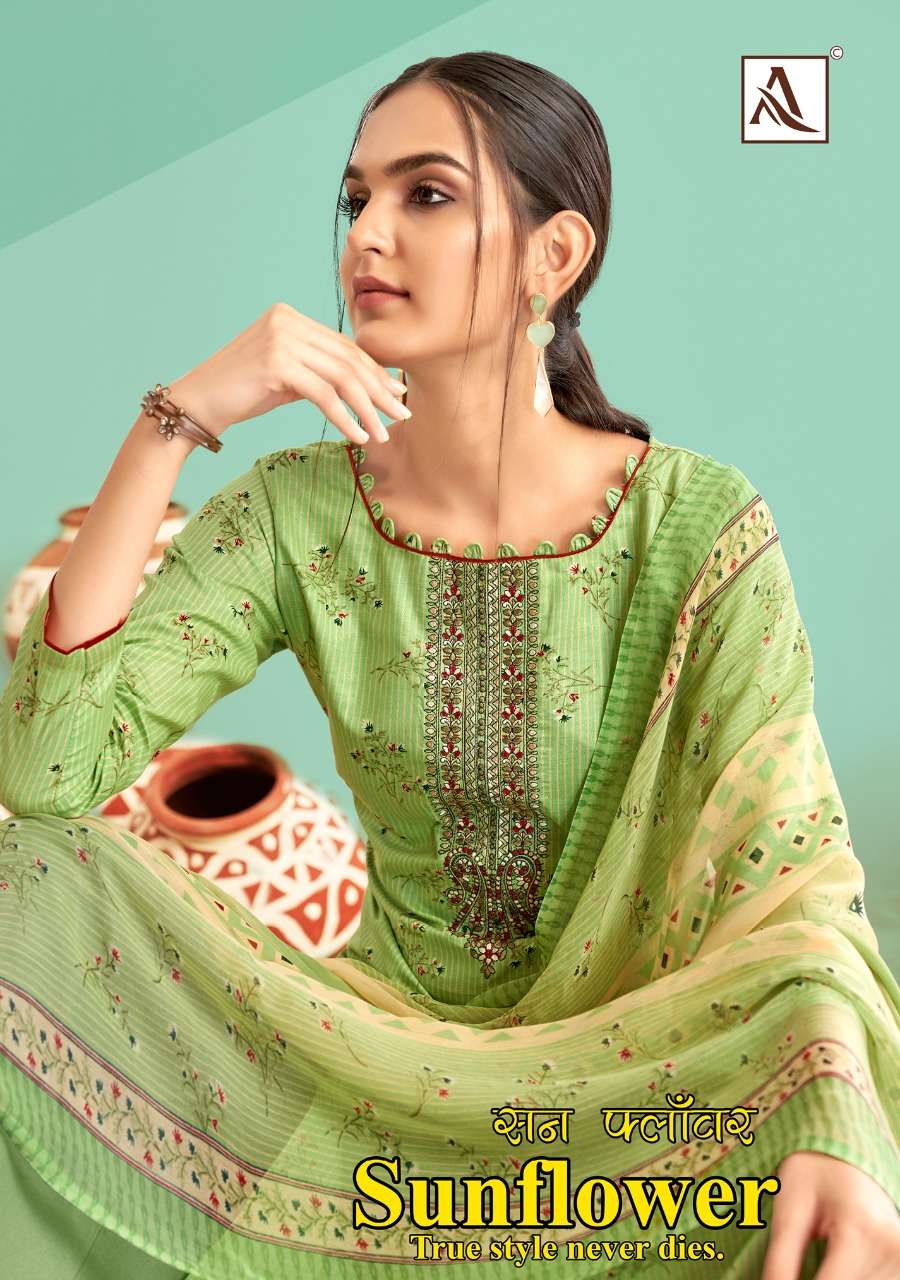 SUNFLOWER BY ALOK SUITS 805-001 TO 805-010 SERIES COTTON PRINTED DRESSES