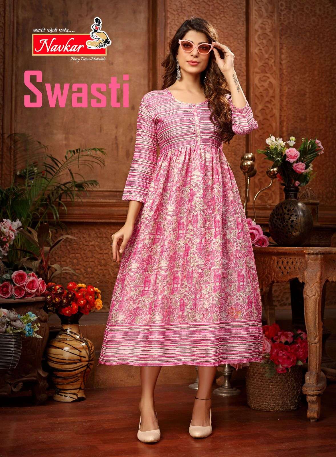 SWASTI BY NAVKAR 101 TO 108 SERIES RAYON EMBROIDERY STITCHED KURTIS 