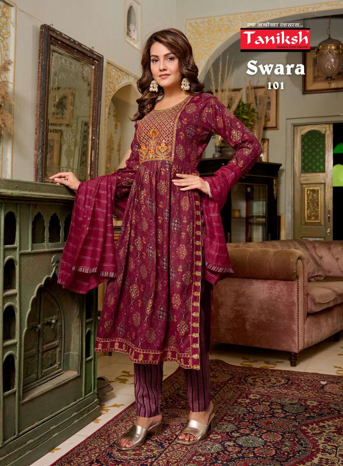 TANIKSH SWARA BY ASLIWHOLESALE 101 TO 108 SERIES RAYON STITCHED DRESSES